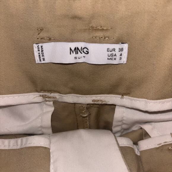 New Mango Suit High-Waisted Belted Trousers โ Size 4 Khaki Business Pants - Picture 11 of 15